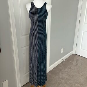 GAP stretch cotton striped halter neck maxi dress
